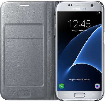 Чехол-книжка Samsung для Samsung Galaxy S7 LED View Cover серебристый (EF-NG930PSEGRU)