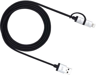 Кабель Just Mobile AluCable Duo Lightning/Micro USB, 1.5 м, чёрный [DC-169]