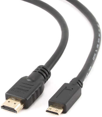 Кабель HDMI-miniHDMI Cablexpert , v1.4, 19M/19M, 1.8м, 3D, Ethernet, черный, позол.разъемы, экран