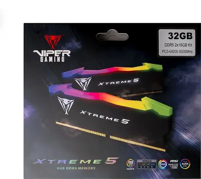 Набор памяти DDR5 DIMM 2x16Gb DDR7800 Patriot Memory Viper XTREME RGB (PVXR532G78C38K)