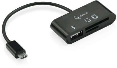 Кабель USB 2.0 OTG (microUSB) AF,microBM 5 pin (0.12 м), с картридером для тел/планшетов