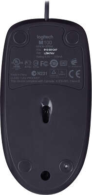 Мышь Logitech Mouse M100 USB Black (910-001604)