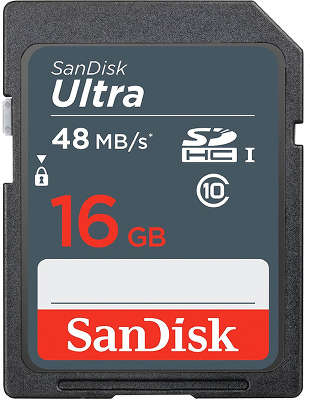 Карта памяти 16 Гб SDHC SanDisk Ultra Class 10 UHS-I [SDSDUNB-016G-GN3IN]
