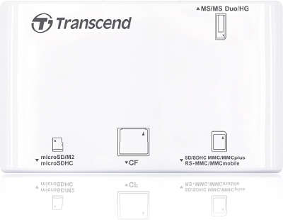 Устройство чтения/записи Transcend 15-in-1 [TS-RDP8W] USB 2.0, белое