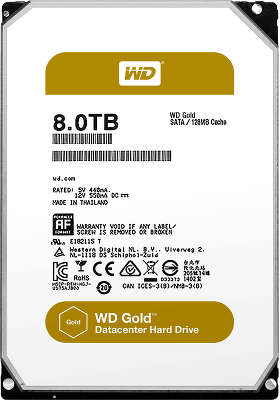 Жесткий диск WD SATA-III 8Tb WD8002FRYZ Gold (7200rpm) 128Mb 3.5"