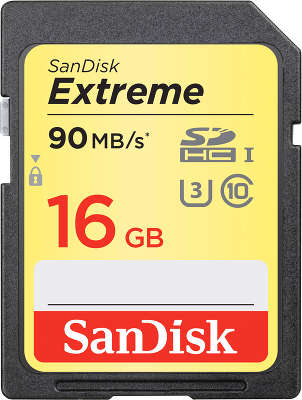 Карта памяти 16 Гб SDHC SanDisk Extreme Class 10 UHS-I [SDSDXNE-016G-GNCIN]
