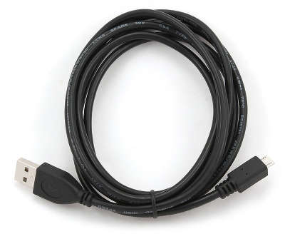 Кабель USB 2.0 соединительный (microUSB) AM,microBM 5 pin (3 м), черный, пакет