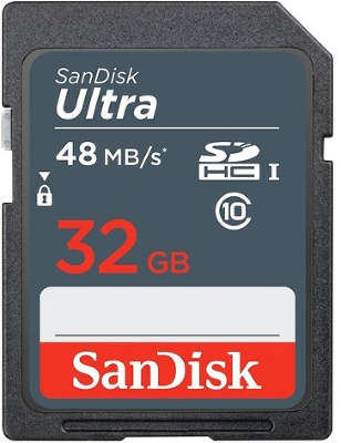Карта памяти 32 Гб SDHC SanDisk Ultra Class 10 UHS-I [SDSDUNB-032G-GN3IN]