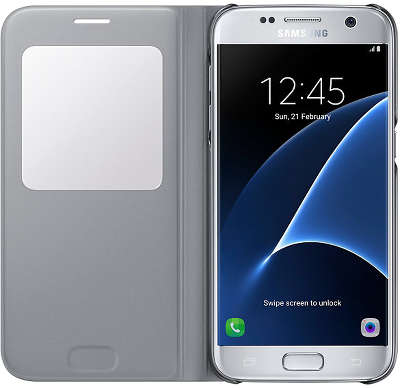 Чехол-книжка Samsung для Samsung Galaxy S7 S View Cover серебристый (EF-CG930PSEGRU)