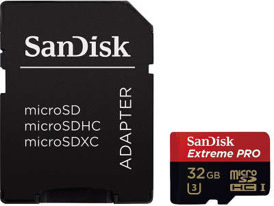 Карта памяти 32 Гб Micro SDHC SanDisk Extreme Pro Сlass 10 UHS-I U3 + ADP [SDSDQXP-032G-G46A]