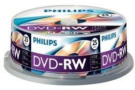 Диск DVD-RW Philips 4.7 Gb, 4x, Cake Box (25)