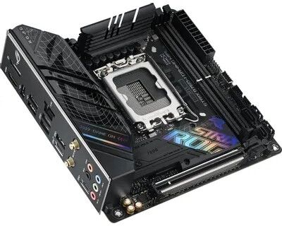 ASUS ROG STRIX B760-I GAMING WIFI  (Socket 1700, mini ITX, 2xDDR5(96GB), DP/HDMI, 1xPCIe 5.0x16, 1xLAN (2.5GbE), Wi-Fi, 4xSATA 6Gb/s, 2xM.2, 2xType-C, 3xUSB 3.2, 3xUSB 2.0)