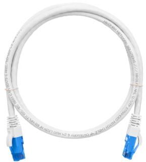 Коммутационный шнур NIKOMAX U/UTP 4 пары, Кат.6 (Класс E), 250МГц, 2хRJ45/8P8C, T568B, заливной, с защитой защелки, многожильный, BC (чистая медь), 24AWG (7х0,205мм), полимерный материал, исполнение кабельного изделия нг(А)-HF, белый, 2м