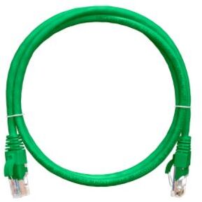 Коммутационный шнур NIKOMAX U/UTP 4 пары, Кат.5е (Класс D), 100МГц, 2хRJ45/8P8C, T568B, заливной, с защитой защелки, многожильный, BC (чистая медь), 24AWG (7х0,205мм), поливинилхлорид, зеленый, 0,15м