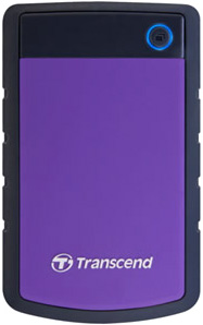 Внешний диск 2 ТБ Transcend Portable противоударный [TS2TSJ25H3P] USB3.0 фиолетовый