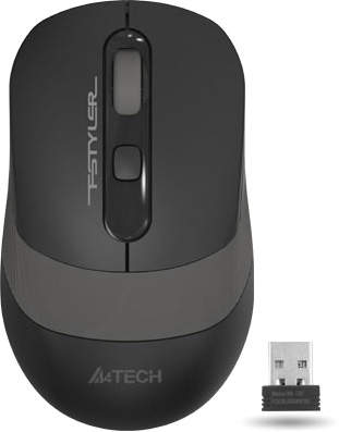 Мышь A4Tech Fstyler FG10S черный/серый оптическая (2000dpi) silent беспроводная USB для ноутбука (4but)