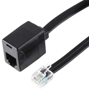 Удлинитель телефонный HAMA 6p4c (m-f), черный, 10м