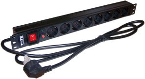 Блок розеток 19" 8 шт., 16A 250V, шнур питания 1.8 м