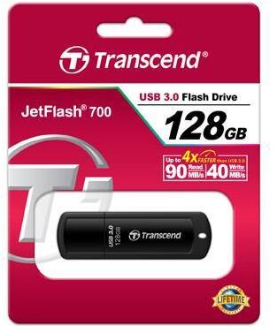 Флеш накопитель 128GB Transcend JetFlash 700 USB 3.1, Черный