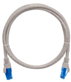 Коммутационный шнур NIKOMAX U/UTP 4 пары, Кат.6 (Класс E), 250МГц, 2хRJ45/8P8C, T568B, заливной, с защитой защелки, многожильный, BC (чистая медь), 24AWG (7х0,205мм), полимерный материал, исполнение кабельного изделия нг(А)-HF, серый, 0,15м