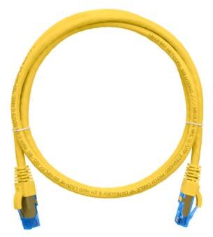 Коммутационный шнур NIKOMAX U/UTP 4 пары, Кат.6 (Класс E), 250МГц, 2хRJ45/8P8C, T568B, заливной, с защитой защелки, многожильный, BC (чистая медь), 24AWG (7х0,205мм), полимерный материал, исполнение кабельного изделия нг(А)-HF, желтый, 0,15м