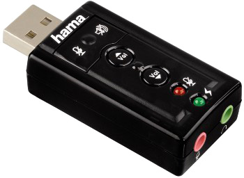 Звуковая карта Hama H-51620 7.1 Surround USB 10 полосный эквалайзер/запись караоке/микрофон/черный