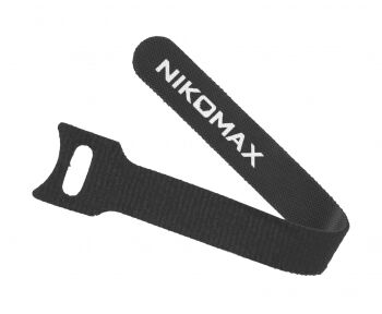 Стяжка-липучка NIKOMAX с мягкой пряжкой, 150х12мм, для пучков до 35мм, черная, уп-ка 10шт.