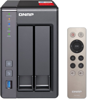 Сетевое хранилище QNAP TS-251+-8G Сетевой RAID-накопитель, 2 отсека для HDD, HDMI-порт. Intel Celeron J1900 2,