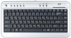 Клавиатура USB+PS/2 BTC-6100C UltraSlim Multimedia Silver-Black