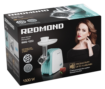 Мясорубка Redmond RMG-1233 белый/голубой