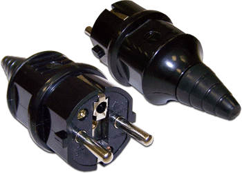 Вилка Вилка CEE 7/7 Schuko, 16A, 250V, прямая, разборная, черная