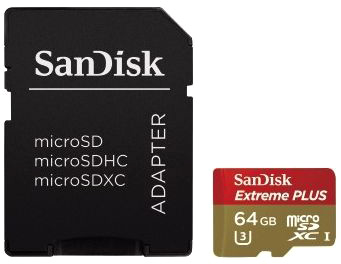 Карта памяти 64 Гб Micro SDXC SanDisk Extreme Plus Class 10 UHS-I U3 [SDSQXSG-064G-GN6MA]