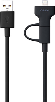 Кабель Ozaki Combo Cable USB to Lightning/Micro USB, 1.0 м, черный [OT225BK]