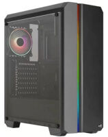 Корпус MIDITOWER ATX, Micro-ATX, Mini-ITX W/PSU 7х12cm ARGB Fan(1 предустановлен) черный с окном GENESIS-G-BK-v2 4711099473892 AEROCOOL