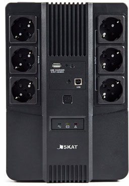 ИБП БАСТИОН SKAT-UPS 600 AI, 600 VA, 360 Вт, EURO, черный