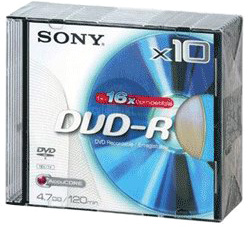 DVD-R диск Sony 16x 4.7 ГБ Slim Box (1 шт.)