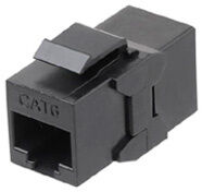 Адаптер Hyperline CA2-KJ-C6-BK проходн.RJ45 кат.6 UTP черн. (упак.:1шт)