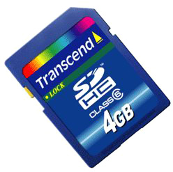 Карта памяти 4 Гб SDHC Transcend Class 6 [TS4GSDHC6]