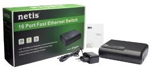 Netis ST3116P Коммутатор, неуправляемый 16-портовый 10/100 Мбит/с, 16 порта RJ45 10/100 Мбит/с, настольный, пластиковый корпус