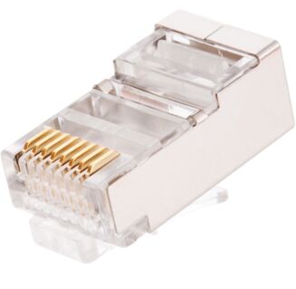 Коннектор NIKOMAX RJ45/8P8C под витую пару, Кат.5e (Класс D), 100МГц, покрытие 50мкд, универсальные ножи, экранированный, круглый ввод, уп-ка 100шт.