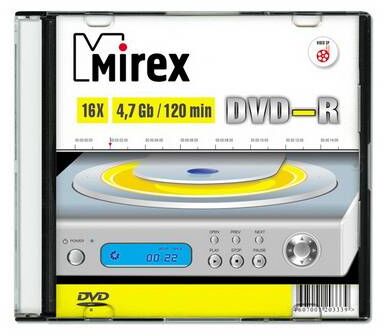Диск DVD-R Mirex 4.7 Gb, 16x, Slim Case (5), (5/200)