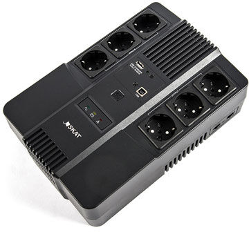 ИБП БАСТИОН SKAT-UPS 600 AI, 600 VA, 360 Вт, EURO, черный