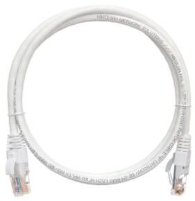 Коммутационный шнур NIKOMAX U/UTP 4 пары, Кат.5е (Класс D), 100МГц, 2хRJ45/8P8C, T568B, заливной, с защитой защелки, многожильный, BC (чистая медь), 24AWG (7х0,205мм), полимерный материал, исполнение кабельного изделия нг(А)-HF, белый, 0,15м