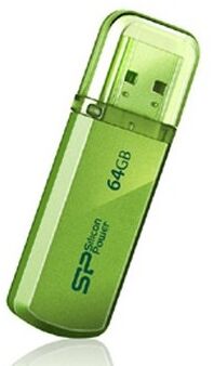 Модуль памяти USB2.0 Silicon Power Helios 101, 64 Гб, зеленый [SP064GBUF2101V1N]