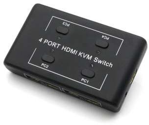ORIENT HS41, HDMI KVM переключатель на 4 устройства, порты HDM + 2xUSB (клавиатура+мышь), поддержка 4K@30Hz, кнопка переключения на проводе 1.2 м, не требуется внешнее питание (31067)