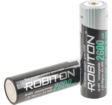 Комплект аккумуляторов AA ROBITON 2600мАч (2 шт. в блистере) RTU2600MHAA-2