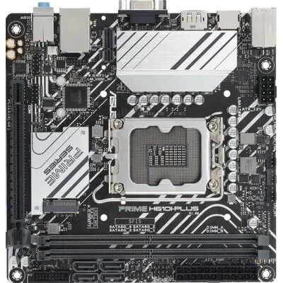 ASUS PRIME H610I-PLUS-CSM (Socket 1700, mini ITX, 2xDDR5(96GB), D-SUB/HDMI 2.1/DP, 1xPCIe 4.0x16, 1xLAN, 4xSATA 6Gb/s, 1xM.2, 1xM.2 E key, 2xUSB 3.2, 2xUSB 2.0, 1xPS/2)