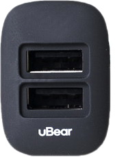 Автомобильное ЗУ uBear Dual USB Metal Car Charger, 2.1A, чёрное [CC02GR01-AD]