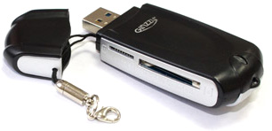 Устройство чтения/записи Ginzzu SD/microSD [GR-312B] USB 3.0, чёрное