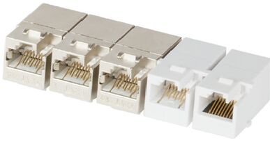 Соединитель NIKOMAX типа Keystone для системы мониторинга, Кат.6 (Класс E), 250МГц, RJ45-RJ45 (8P8C), полный экран, металлик - гарантия: 5 лет расширенная / 25 лет системная